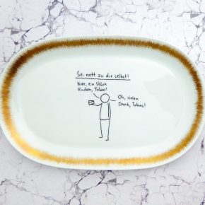 Wandteller @kriegundfreitag Typo Danke Tobias vintage Herr Fuchs Teller Gold 32cm Platte