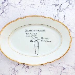 Wandteller @kriegundfreitag Typo Danke Tobias vintage Herr Fuchs Teller Gold 32cm Platte