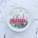 Wandteller Typo moin. vintage Herr Fuchs mini neonpink 10cm Hafen Hamburg Michel