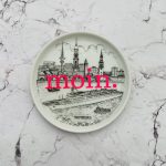 Wandteller Typo moin. vintage Herr Fuchs mini neonpink 10cm Hafen Hamburg Panorama