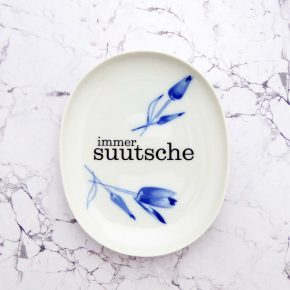 Wandteller Typo suutsche vintage Herr Fuchs Teller Blau Blumen Wohnen 21cm schnack oval
