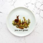 Wandteller Typo you are great Herr Fuchs  Reh Wald 10cm mini vintage