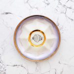 Wandteller Herr Fuchs Franzbrötchen Gold lila mini Regenbogen 10cm vintage Hamburg