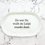 Wandteller Typo Do wat du wullt vintage Herr Fuchs Platte Wohnen 25cm Punkte S/W