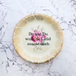 Wandteller Typo Do wat du wullt vintage Herr Fuchs Teller Gold Bunt 19cm Blume