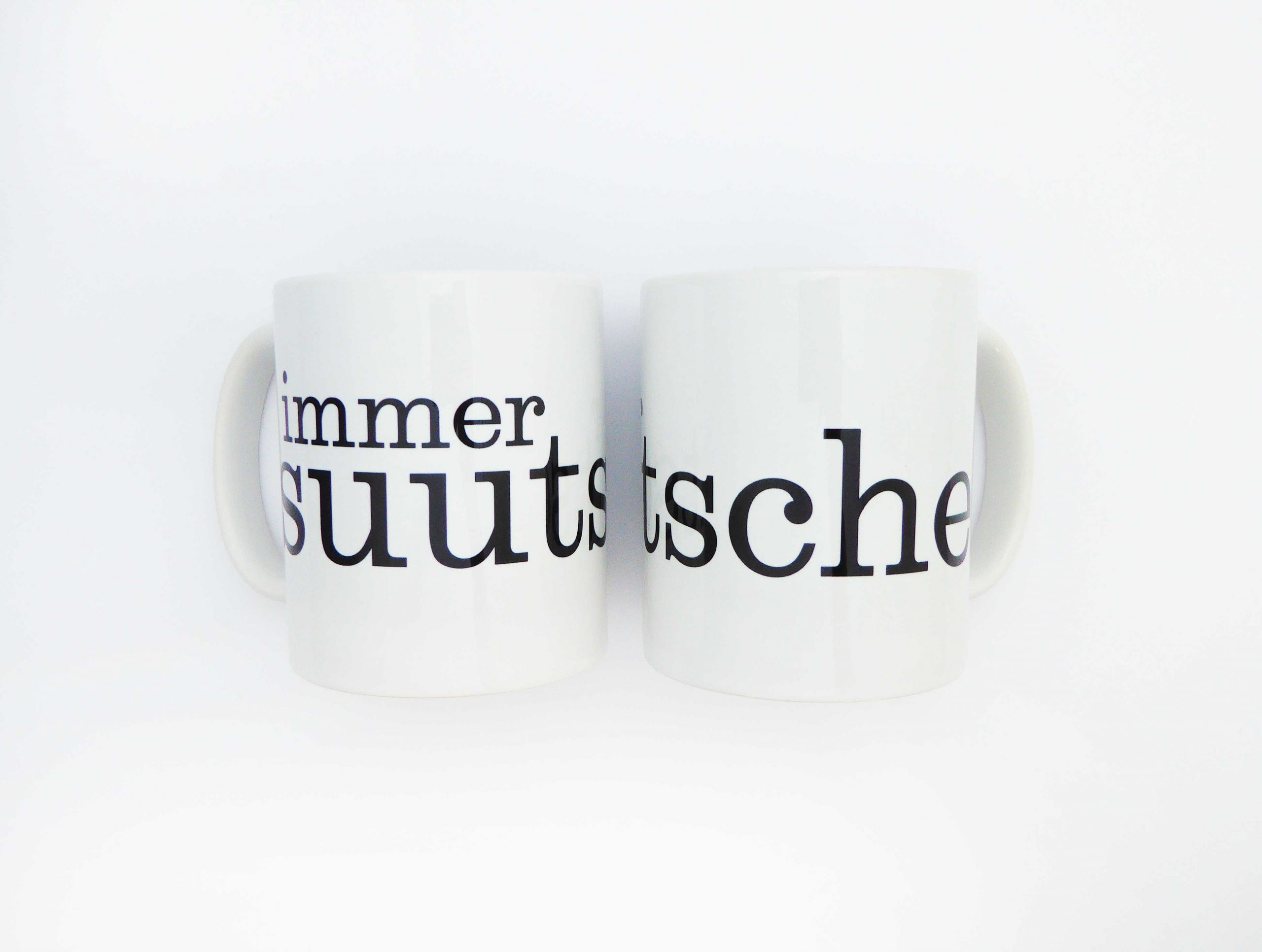Tasse immer suutsche Typo weiß/schwarz Herr Fuchs Kaffeetasse Becher – Bild 3