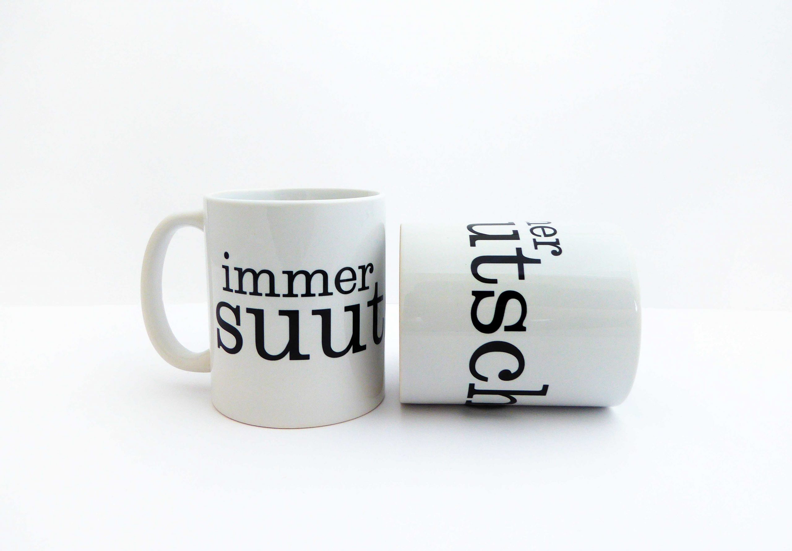 Tasse immer suutsche Typo weiß/schwarz Herr Fuchs Kaffeetasse Becher – Bild 2