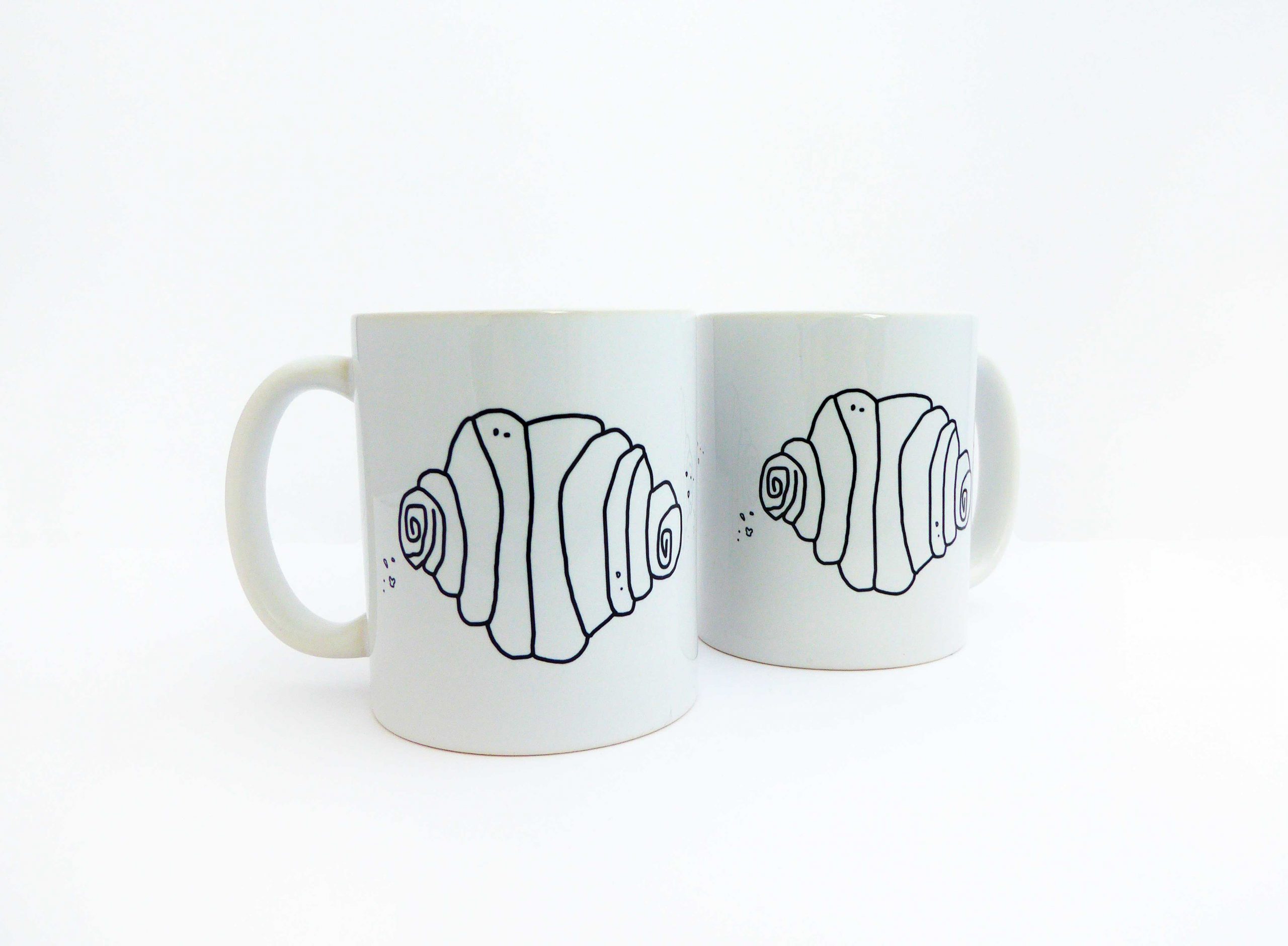 Tasse Franzbrötchen weiß/schwarz Herr Fuchs Kaffeetasse Becher Hamburg