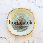 Wandteller homesick vintage Herr Fuchs Wanddeko klein mini eckig Schiff Meer 9cm