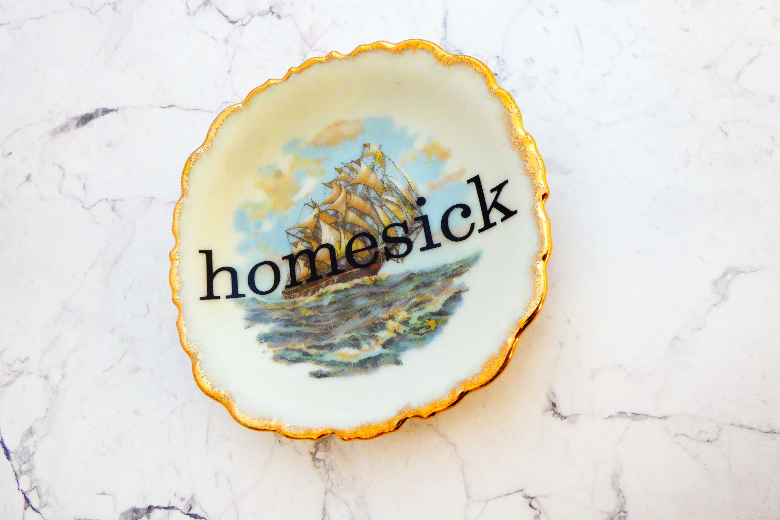 Wandteller homesick vintage Herr Fuchs Wanddeko klein mini eckig Schiff Meer 9cm – Bild 2