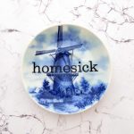 Wandteller homesick Blau vintage Herr Fuchs Wanddeko 14cm Mühle Delfter