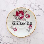 Wandteller Typo suutsche vintage Herr Fuchs Teller Gold Blumen Wohnen 14cm schnack rot / weiß