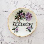 Wandteller Typo suutsche vintage Herr Fuchs Teller Gold Blumen Wohnen 14cm schnack Flieder Lila