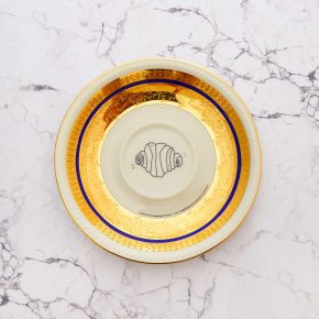 Wandteller Franzbrötchen vintage Herr Fuchs Teller Blau / Gold 14cm Hamburg Wohnen