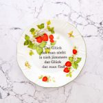 Wandteller Typo Glück vintage Herr Fuchs Teller plattdeutsch 16cm grün Erdbeeren