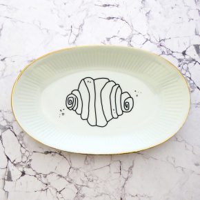 Wandplatte Franzbrötchen vintage Herr Fuchs Teller Gold 24cm Hamburg Wohnen