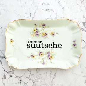 Wandteller Typo suutsche vintage Herr Fuchs Teller Gold Blumen Wohnen 24cm schnack Platte