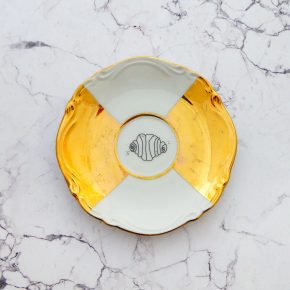 Wandteller Franzbrötchen vintage Herr Fuchs Gold 13cm Hamburg Wohnen