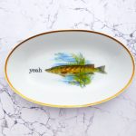 Wandplatte Herr Fuchs Typo yeah 23cm Fisch gold Wohnen Meer vintage Hecht