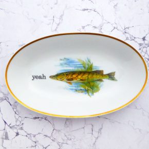 Wandplatte Herr Fuchs Typo yeah 23cm Fisch gold Wohnen Meer vintage Hecht