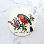 Wandteller Herr Fuchs Typo you are great mini Vogel 6cm minimini Dompfaff