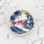 Wandteller Typo moin. vintage Herr Fuchs mini neonpink 10cm blau/weiß Delfter Landschaft