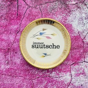 Wandteller Typo suutsche vintage Herr Fuchs Teller Gold Muster Wohnen 11cm schnack mini