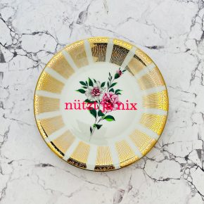 Wandteller Typo nützt ja nix vintage Herr Fuchs neonpink 19cm gold Blume bunt