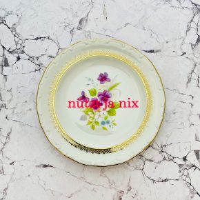 Wandteller Typo nützt ja nix vintage Herr Fuchs neonpink 19cm gold Blume bunt