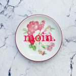 Wandteller Typo moin. vintage Herr Fuchs mini neonpink rosa lila 10cm Blumen