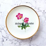 Wandteller Typo mien Leevste vintage Herr Fuchs Teller Gold Blumen 19cm Rosa vintage