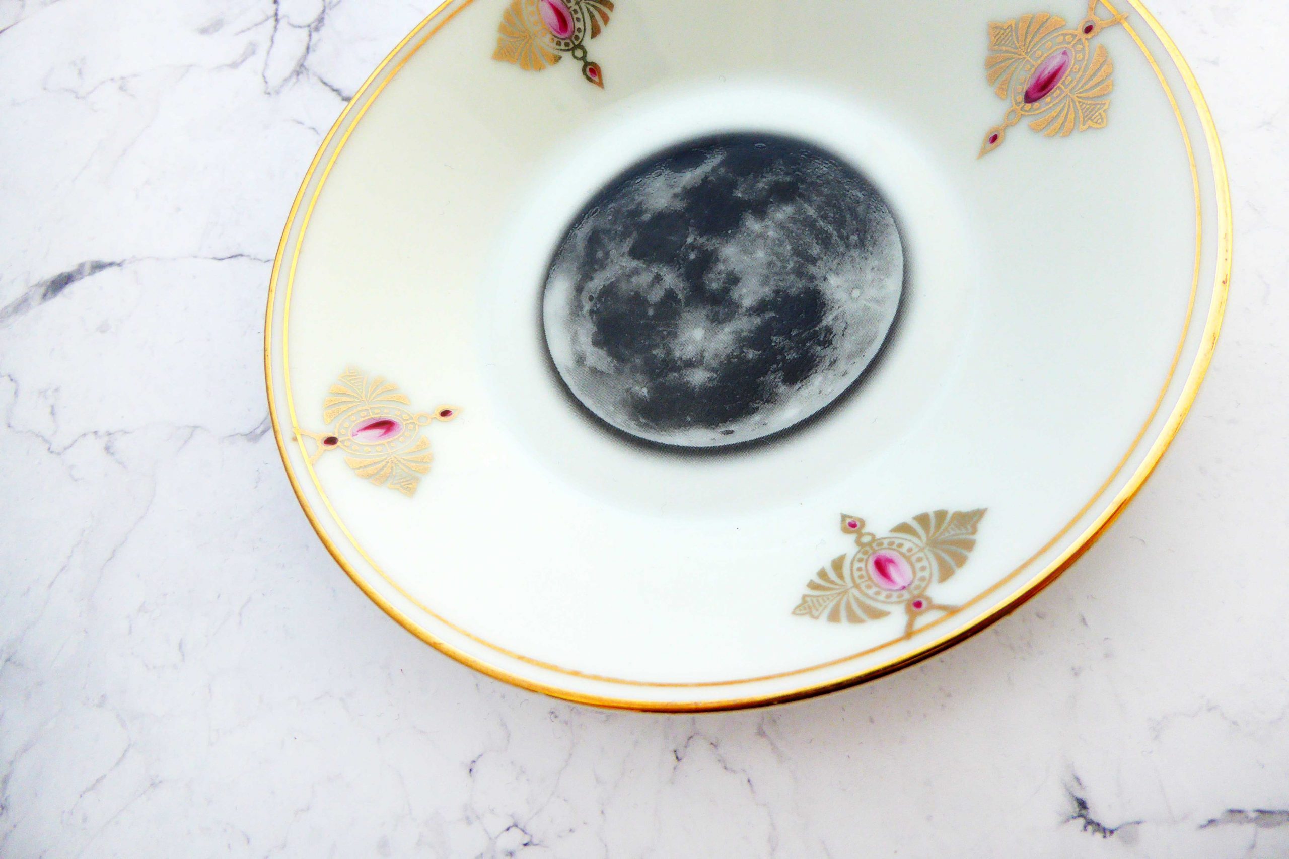 Wandteller Herr Fuchs Mond 10cm mini Muster vintage gold – Bild 2