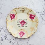 Wandteller Typo Glööv an di vintage Herr Fuchs Teller Rosa Gold plattdeutsch Blume 19cm Bögen