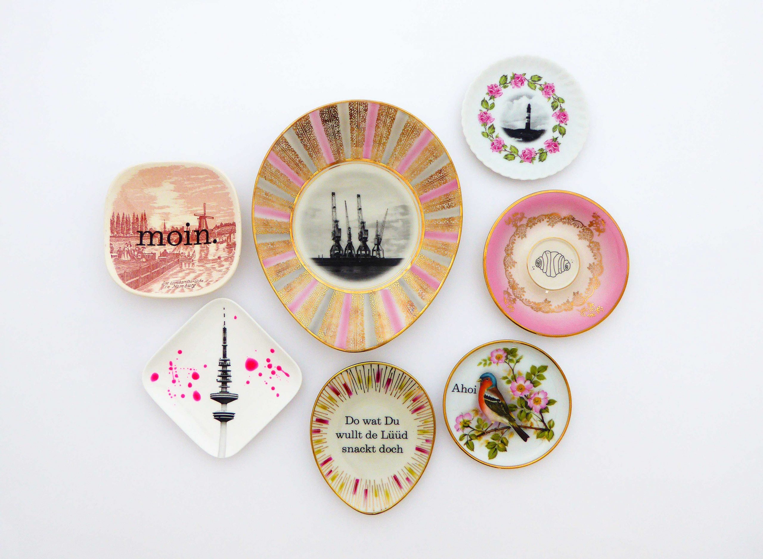 Wandteller Typo jetzt Herr Fuchs mini 11cm Gold Vogel mini vintage – Bild 4