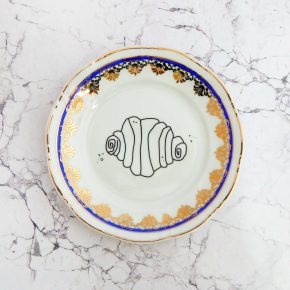 Wandteller Franzbrötchen vintage Herr Fuchs Teller Blau/ Gold 19cm Hamburg Wohnen