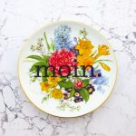 Wandteller moin. Typo Herr Fuchs Blumen Bunt 19cm vintage