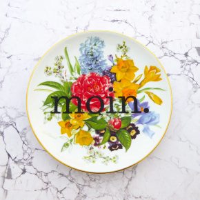 Wandteller moin. Typo Herr Fuchs Blumen Bunt 19cm vintage