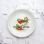 Wandteller you are great Herr Fuchs gold 16cm Vogel vintage Rotkelchen