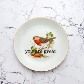 Wandteller you are great Herr Fuchs gold 16cm Vogel vintage Rotkelchen