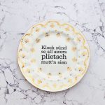 Wandteller Typo plietsch vintage Herr Fuchs Teller Gold plattdeutsch 19cm Muster