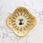 Wandteller Hase vintage Herr Fuchs Teller Blumen 19cm Gold eckig vintage