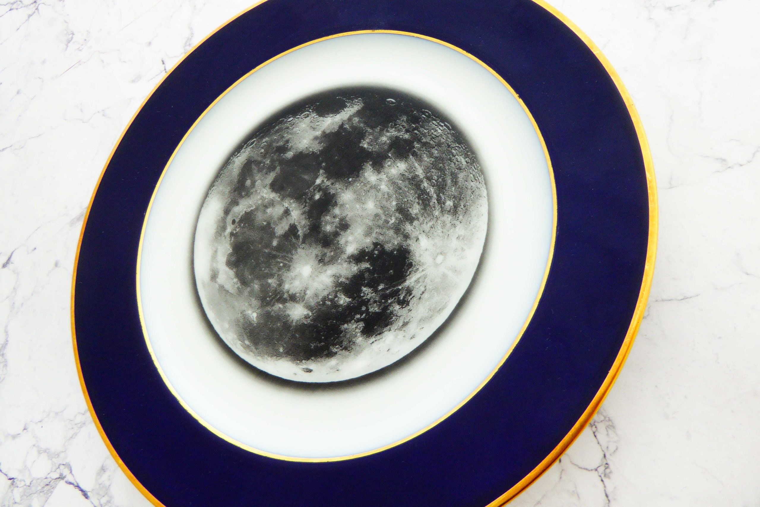 Wandteller Mond vintage Herr Fuchs Teller gold/dunkelblau 19cm Galaxy – Bild 2