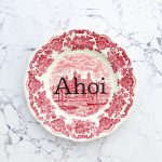 Wandteller Herr Fuchs Typo Ahoi Wohnen Weiß/Rot Wedgewood 19cm vintage