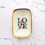 Wandteller Herr Fuchs Typo Love Gold lila mini 10cm Blumen eckig vintage wohnen #perfekt