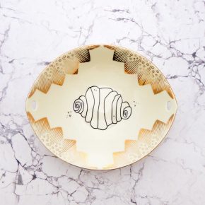 Wandteller Franzbrötchen vintage Herr Fuchs Teller Gold 19cm Hamburg Wohnen Muster