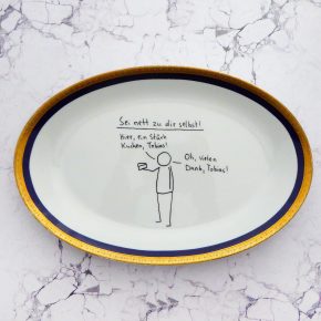 Wandteller @kriegundfreitag Typo Danke Tobias vintage Herr Fuchs Teller Gold 32cm Platte