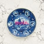 Wandteller moin. Typo Herr Fuchs Blume Blau Neonpink 23cm Mühle Delfter