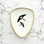 Wandteller Platte Herr Fuchs Schwalbe gold vintage 21cm Wohnen oval