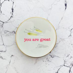 Wandteller Herr Fuchs Typo neonpink you are great mini  Blumen 10cm gold gelb