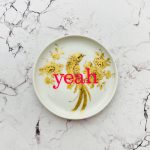 Wandteller Herr Fuchs Typo yeah gold  Vogel mini neonpink 10cm vintage